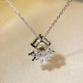 wholesale S925 Sterling Silver Women's Yellow Diamond Pendant Ice Flower Cut Square Bezel Necklace, Simple and Versatile Fashion Collarbone Chain High-End Silver Jewelry-0-2