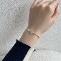 wholesale S925 Sterling Silver Korean and Japanese Light Luxury New Design Women's Bracelet with Shell Pearl, Heart Zircon, and Small Fragmented Silver Beads-0-2