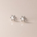 wholesale S925 Sterling Silver Flower Bud Design Floral Earrings Christmas Snowflake Earrings M01793-0-1
