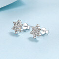 wholesale PT950 Gold Plated 925 Sterling Silver Earrings Women Moissanite Snowflake Earrings Small and Exquisite Ready to Wholesale-0-1