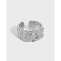 wholesale S925 Sterling Silver Korean Version Ins Minimalist Niche Design Textured Adjustable Open Ring for Women-0-0