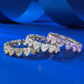 wholesale S925 Sterling Silver Full Diamond Pavé 5*5 Heart-Shaped Row Ring European and American Cross-Border Ins Style-0-3