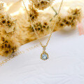 wholesale Silver jewelry new collection Sky Flower Mini Fashion Versatile Collarbone Chain Natural Aquamarine Necklace for Women-0-0