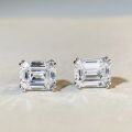 wholesale S925 Sterling Silver Emerald Cut D Color Moissanite Inverted Pyramid Stud Earrings-0-4