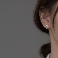 wholesale S925 silver minimalist diamond-inlaid cat and fish asymmetrical ear clips, summer fresh earrings M02479-0-1