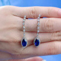 wholesale S925 Sterling Silver 5*10 Marquise Blue Gemstone Earrings,-0-0