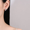 wholesale PT925 Silver Rectangle Shape Moissanite Ear Clasps for Women, Plated with PT950, High-End Fine Workmanship Earrings, Light Luxury Ear Accessories, Cross-Border Wholesale-0-3