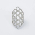 wholesale S925 silver-plated bright silver adjustable hollow mesh trendy custom index finger ring-0-2
