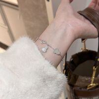 wholesale S925 Sterling Silver Fortune and Prosperity Double Gourd Natural Mother-of-Pearl Six-Gourd Bracelet, New Chinese Minimalist Design High-End Hand Accessory-Platinum 925 silver