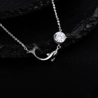 925 Sterling Silver Lucky Gourd Necklace with Moissanite and Tassel-S925 sterling silver + 50 points Moissanite