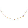 wholesale S925 Sterling Silver Japanese Minimalist Style Amethyst and Pink Tourmaline Necklace, Simple Choker Chain Wholesale from Manufacturer-0-1