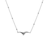 wholesale S925 sterling silver Korean version ins original design minimalist niche seagull series textured women's necklace collarbone chain-Platinum>925 silver