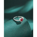 wholesale Silver Red Garnet Heart-shaped Zircon Ring for Women, Minimalist Luxury Small Fashion Unique Love Red Diamond Ring for Index Finger-0-2