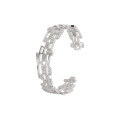 wholesale S925 Sterling Silver BG Wire-Drawn Textured Openwork Bracelet for Women, Irregular, Minimalist, Indie Ins Silver Bangle-0-4