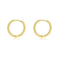 wholesale S925 Sterling Silver Women's Minimalist Hoop Earrings, Small Designer Ear Clips-E3490-Gold 13MM 925 Silver