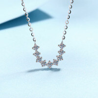wholesale S925 Sterling Silver Women's Moissanite Necklace with U-Shaped Row Pendant, Simple and Elegant High-End Valentine's Day Gift-54 points Moissanite>925 silver