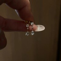 wholesale S925 Sterling Silver Waterdrop Tassel Rhinestone Earrings, Small and Minimalist Design, Light Luxury, Exquisite, Commute-Friendly, Elegant, Versatile Women's Earrings-Gold 925 silver