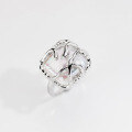 wholesale S925 silver irregular line Baroque pearl ring ins niche asymmetric cross texture hand accessory R00133-0-3