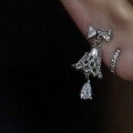 wholesale S925 Sterling Silver Bow Lace Bell Teardrop Earrings, Small and Exquisite, Christmas Atmosphere, Ear Cartilage Earrings for Women-0-2