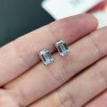 wholesale 14K Gold Four-Prong 15 Carat Moissanite Emerald Cut Earrings 9/10/18K Gold Ear Studs-0-1