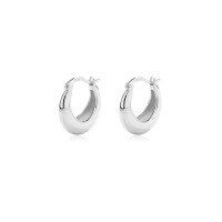 wholesale 925 Sterling Silver Cold Minimalist Style Vintage Summer Earrings,ins Circle Twistear Cuff For Women-E320E-White Gold 925 Silver