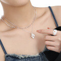 wholesale S925 sterling silver 562 irregular diamond-embedded necklace for women with textured,, ins-0-3