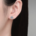 Sterling Silver Moissanite Four-Leaf Clover Earrings, Fashionable and Minimalist-0-2