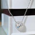wholesale S925 Sterling Silver G Same Style D Color Moissanite Necklace for Women, Round Prong-Set Moissanite Pendant Choker, Versatile Circular Chain-0-3
