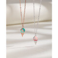 wholesale 925 Sterling Silver Ice Cream Cone Necklace for Women, Cute Niche Design, Fresh and Stylish, Versatile Collarbone Chain-0-1