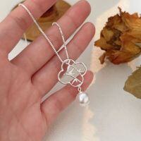 wholesale S925 Sterling Silver Four-Leaf Clover Bamboo Knot Necklace for Women, Small and Fashionable, New Chinese Style, National Trend, Collarbone Chain, High-End Feel-Sterling silver