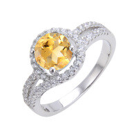 wholesale S925 Sterling Silver with Natural Garnet, Topaz, and Crystal Gemstones for Daily Commute Unisex Ring-Natural Citrine Ring US Size 10