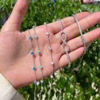 wholesale S925 Sterling Silver Light Luxury INS Style Women's Bracelet with High-End Mobius Symbol Design and Zircon Opal Gemstone Accessories-Gold White DY150324-SG-WH 925 Silver