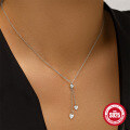 wholesale S925 Sterling Silver Adjustable Long Tassel Love Heart Pendant Necklace-0-1