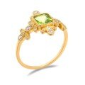 wholesale S925 silver gold-plated light luxury vintage court-style women's ring with natural peridot jewelry, factory direct wholesale-0-0