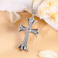 wholesale S925 Sterling Silver Plated with 18K Gold Cross Pendant Necklace for Women, Premium Moissanite Diamond Accents-0-1