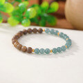 wholesale Metal material first, natural sinking water agarwood bead bracelet for women, single strand layered with jadeite blue water ice type jade stone new Chinese style niche sandalwood-0-5