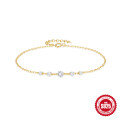 wholesale 18K Gold Plated S925 Sterling Silver Row Diamond Bracelet, Korean Style, Simple and Elegant, Versatile-0-0