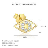 wholesale S925 Sterling Silver Creative And Personalized Evil Eye Zircon Earrings For Women, Light Luxury, Versatile, And Exquisite Minimalist Earrings-E5030-Gold/Pair 925 Silver
