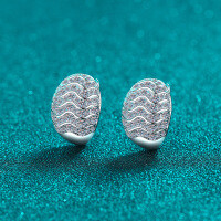 S925 Sterling Silver Full Moissanite Wave Pattern Ear Clips, Elegant and Luxurious.-1.53-carat pure Moissanite  925 silver