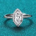 S925 Silver Moissanite Marquise Shape 1 Carat Women's Ring-0-0