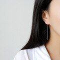 wholesale S925 Sterling Silver YH511 Korean Fashion Minimalist Geometric Chain Long Tassel Ear Thread Earrings-0-2
