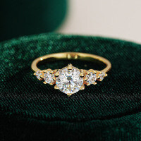 S925 Sterling Silver Moissanite French Luxury Design Women's Cross-Border Ring-Set with 1CT high-carbon diamond  US No. 7
