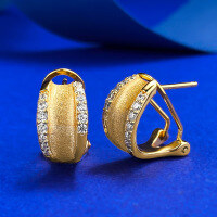 wholesale S925 silver gold-plated brushed matte finish ear clips and studs, stylish and versatile for everyday wear-E595 Brushed Frosted Earrings>925 Silver