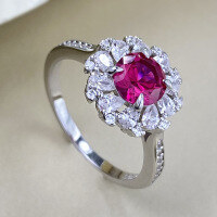 wholesale S925 Sterling Silver 6*8 Pink Crystal Oval High-End Lace Fashion Ring for Women, Premium Live Stream-R1039 No.6