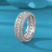 wholesale S925 Silver Geometric Cross-Border Exclusive Stackable Ring with Pave Diamonds, Unisex Small Design, Spring New Collection-R1276 Full Diamond Ring>No. 9