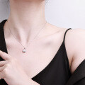 Metal Alloy Blazing Crystal Princess-Cut Pendant Necklace-0-2