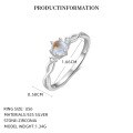 wholesale S925 Sterling Silver Couple Rings With Moonstone And Zircon, Featuring An Elegant Intertwined Line Design-0-4