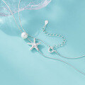 wholesale S925 Sterling Silver Fresh and Sweet Ins Style Niche Design Exquisite Minimalist Pearl Starfish Necklace Y02166-0-4