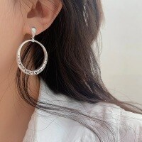 wholesale S925 Sterling Silver Large Hoop Earrings for Women, Korean Internet Celebrity New Style Circle, Niche and Versatile Fashion Ear Studs Earrings-Sterling silver