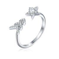 wholesale S925 Silver New Pure Silver Openable Chanel-Style Ring for Women High-End European and American Designer-Inspired Adjustable Women's Ring RINGS-Platinum US size 8#